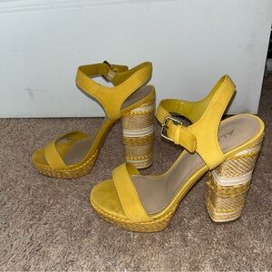 Aldo Yellow Platform High Heeled Sandals